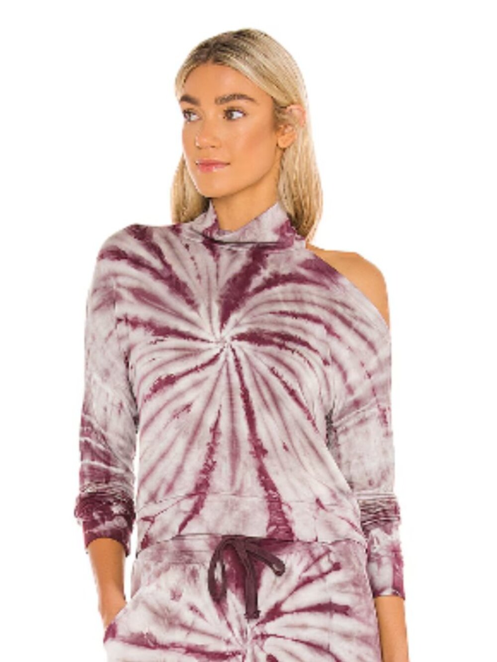 LA Made Essex Sweatshirt Raisin Cream Tie Dye Shoulder Cutout M/L Revolve NWT